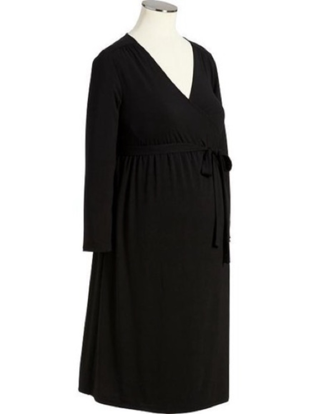 Old Navy black long sleeve flowy v-neck maternity wrap dress
